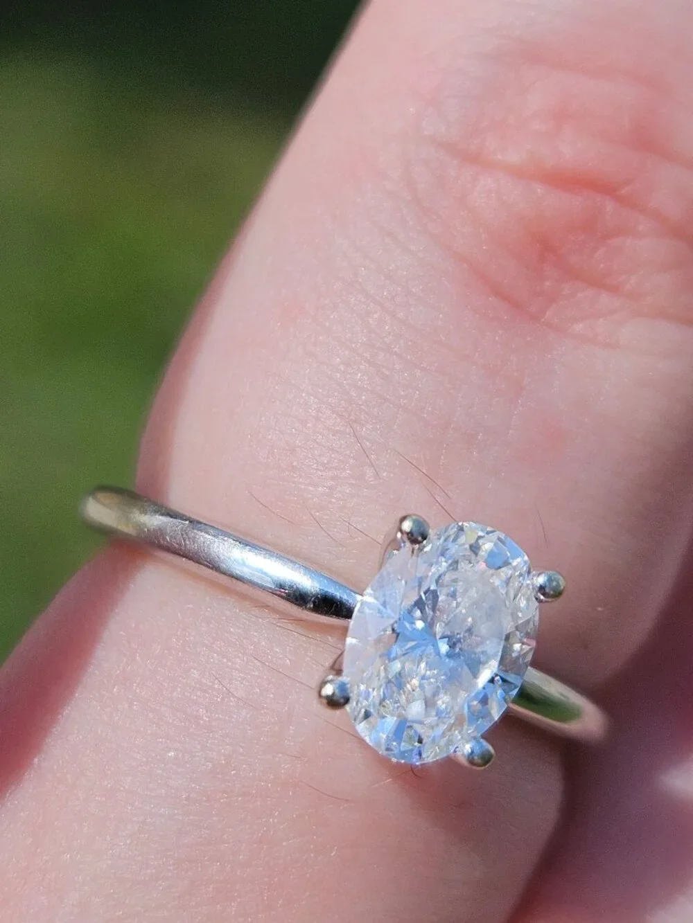 14K White Gold Oval Lab Created Diamond Engagement Wedding Ring 1.03Ct Size 7